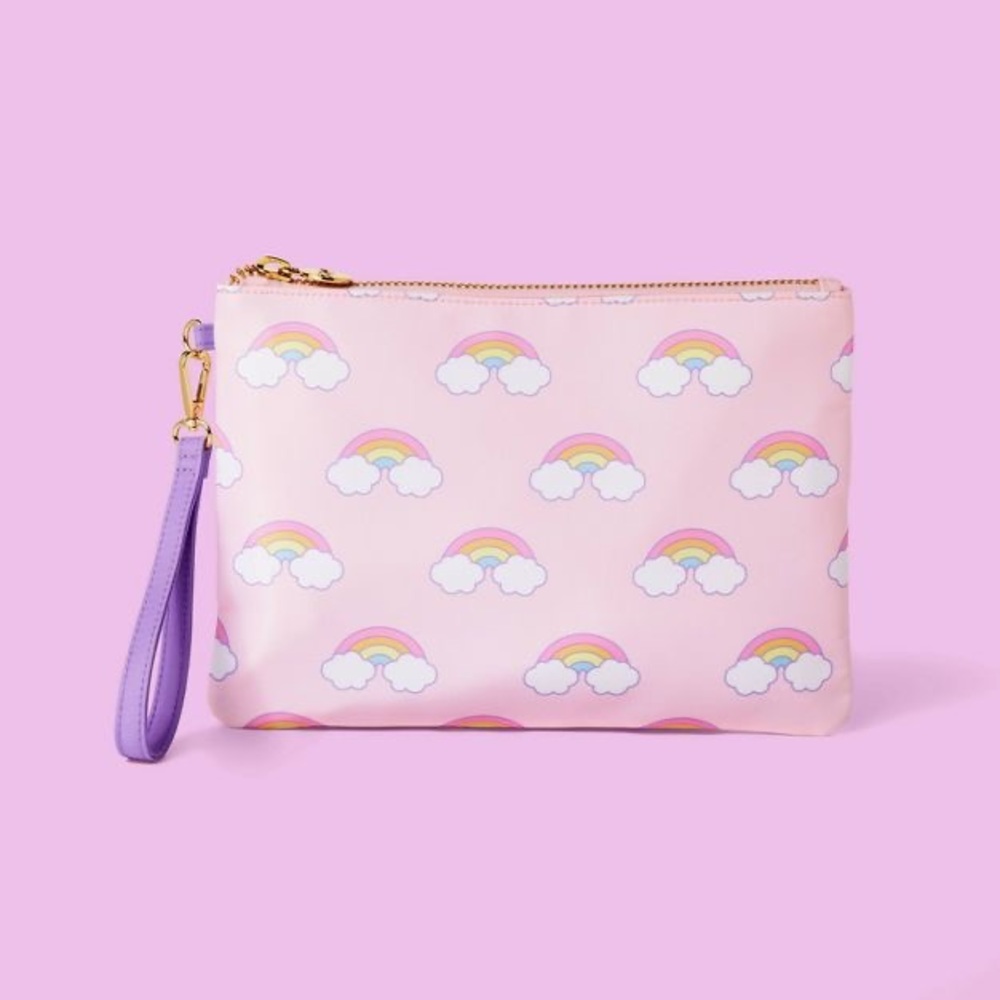Stoney Clover Lane x Target Light Pink Rainbow Print Flat Pouch nwt